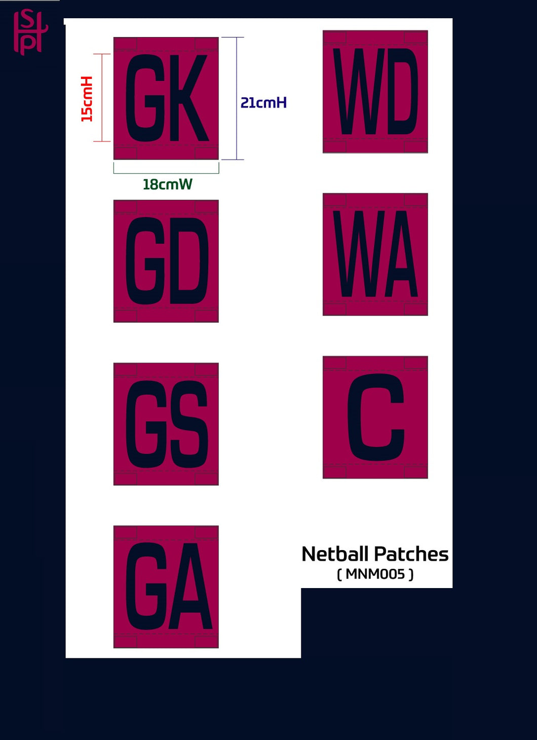 Netball Patches (Full set with bag)